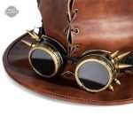 Chapeau steampunk en cuir avec design unique