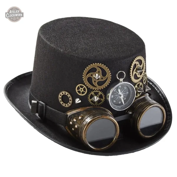 Chapeau steampunk en forme de haut de forme pour événements