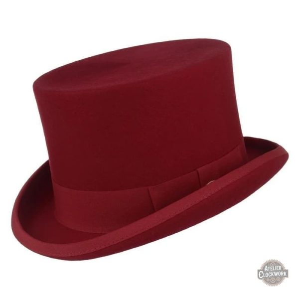 chapeau-haut-de-forme-rouge-steampunk-store-1 Chapeau Haut de Forme Rouge Écarlate