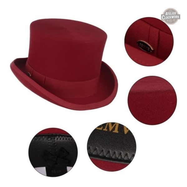 Chapeau Steampunk Rouge Écarlate élégant