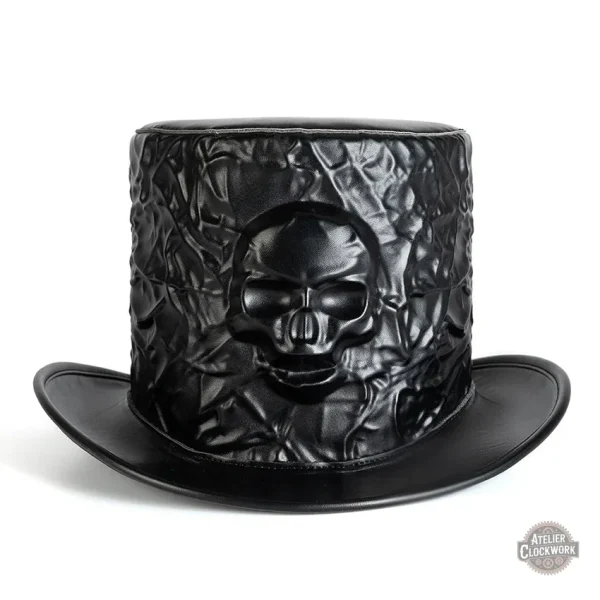 chapeau-magique-crane-pour-femmes-gothique-en-cuir-pu-che-0slgti-1 Chapeau de Magicien au Crâne - Haut de Forme Gothique