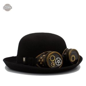 Chapeau Steampunk Haut de Forme avec Lunettes