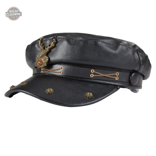 chapeau-militaire-steampunk-gears-casquette-pu-1 Chapeau Militaire Steampunk Gears en casquette PU