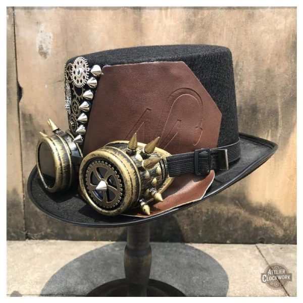 Chapeau vintage steampunk avec motifs d'engrenage