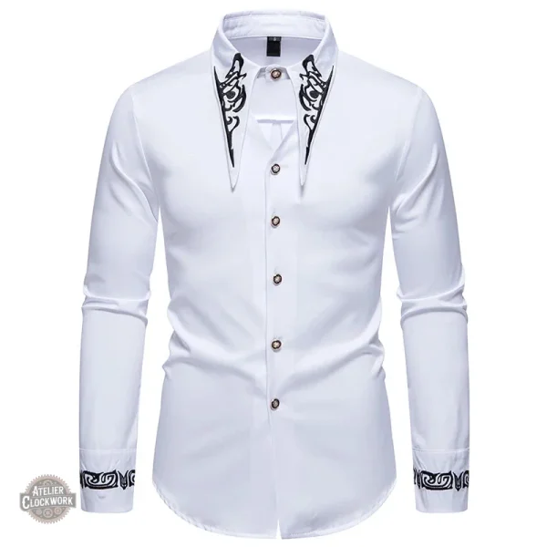 chemise-brode-homme-steampunk-store-1 Chemise Steampunk Brodée pour homme élégant