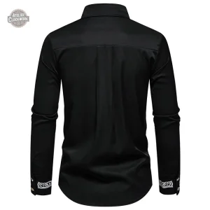 Chemise élégante avec motifs brodés steampunk