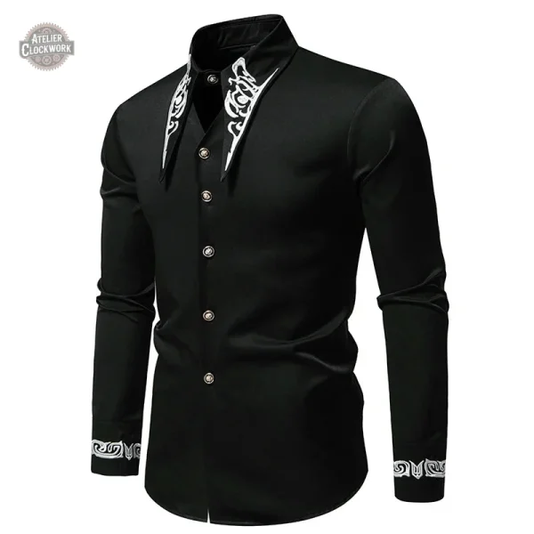 Mode masculine steampunk : chemise brodée unique