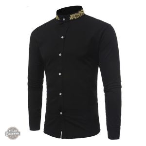 Chemise Col Brodé - Style victorien pour homme