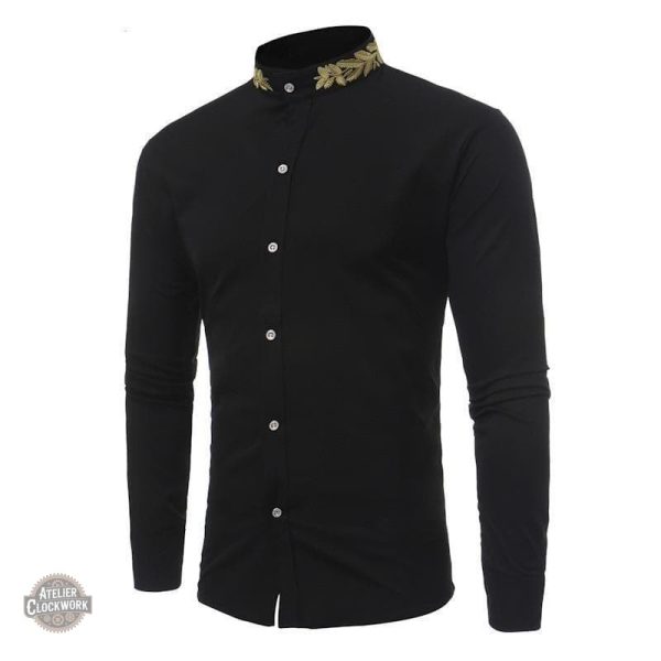 chemise-col-brode-homme-steampunk-store-1 Chemise Col Brodé - Style victorien pour homme
