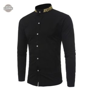 Chemise dandy steampunk avec col brodé