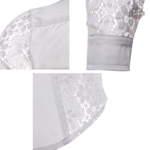 Détails en dentelle ajourée sur chemise masculine
