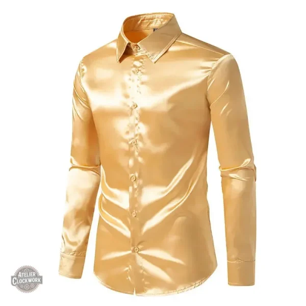 Look dandy avec la chemise dorée Golden Boy