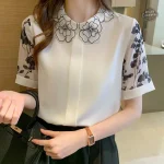 Chemise florale en mousseline pour femme steampunk