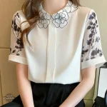 Chemise légère à motifs floraux, style steampunk