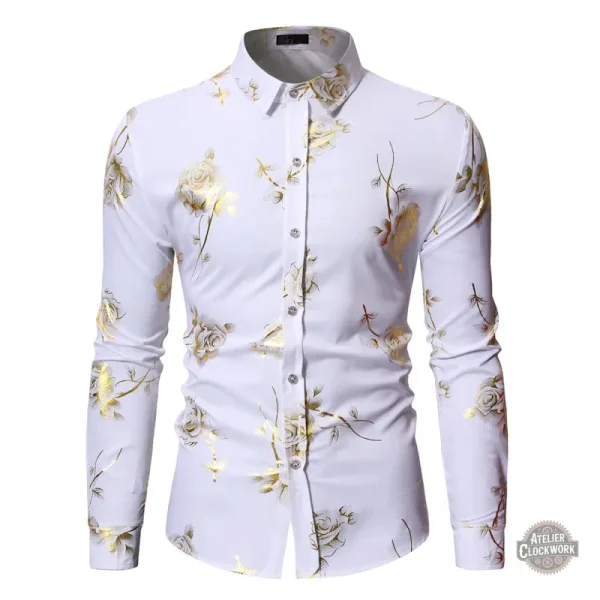 Chemise dandy steampunk avec motifs floraux