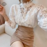 Chemisier femme chic avec col en dentelle