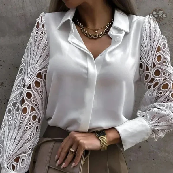 Chemisier Steampunk avec dentelles blanches élégantes