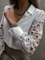 Chemisier femme à dentelles blanches vintage