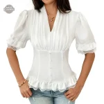 Chemisier victorien blanc steampunk femme
