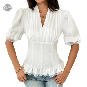Chemisier victorien blanc steampunk femme
