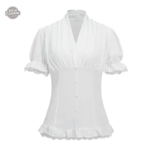 Chemisier blanc style victorien pour look steampunk