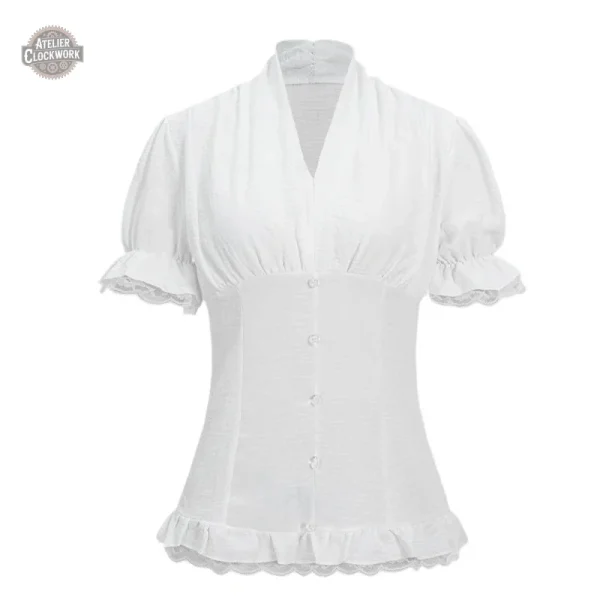 Chemisier blanc style victorien pour look steampunk