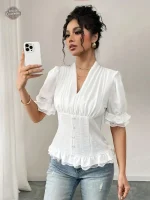 Haut victorien blanc, mode féminine steampunk