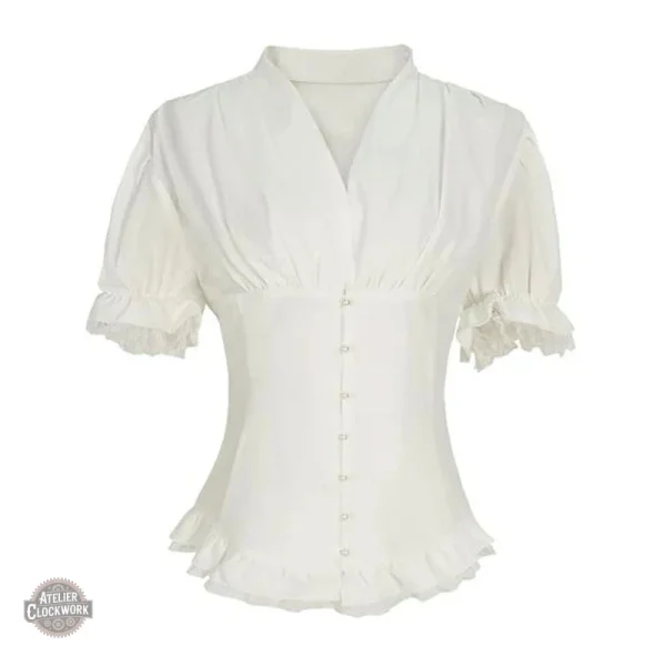 Chemisier élégant en blanc, tendance steampunk