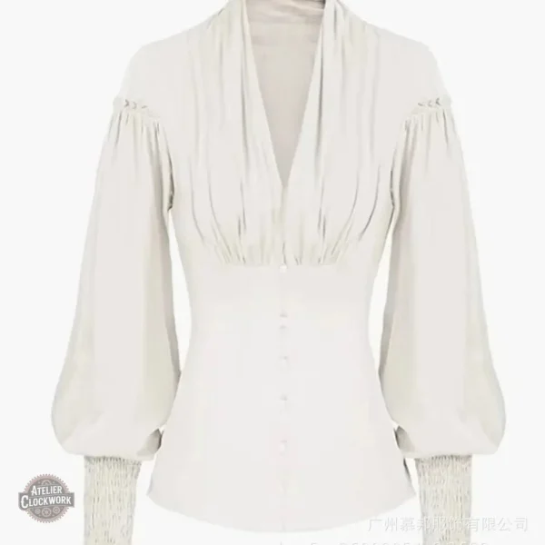 Chemisier blanc avec flair victorien pour femmes