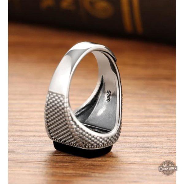 Bague en argent avec onyx noir