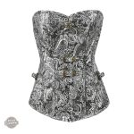 Corset Bustier Argenté avec Feuilles d'Argent