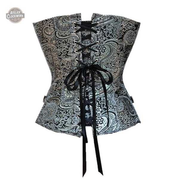 Corset argenté à motifs de feuilles pour look futuriste