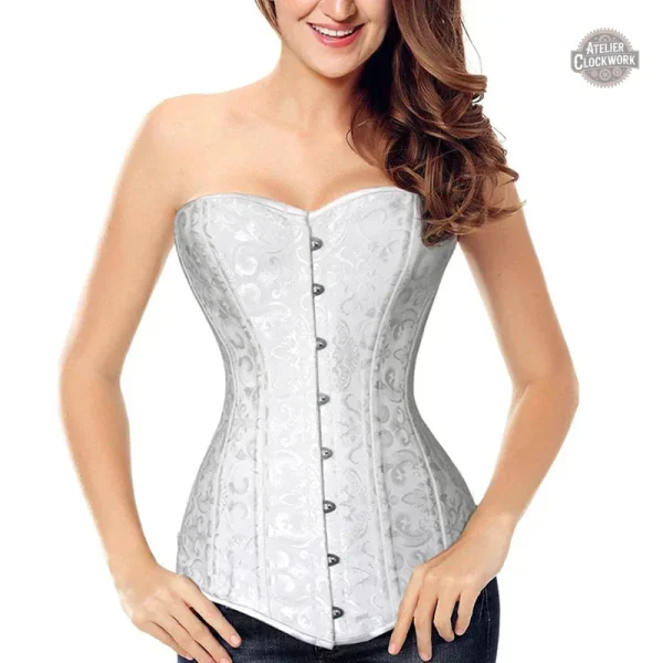 Corset Constance en satin blanc pour look vintage