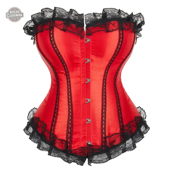 Corset vintage rouge pour femme steampunk