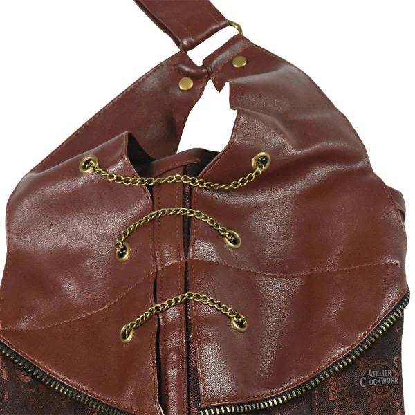 Bustier steampunk en cuir noir