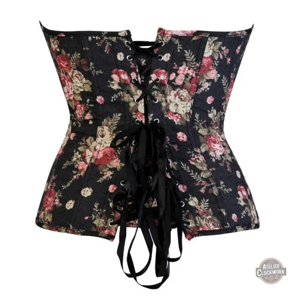 Corset fleuri steampunk, motif floral élégant