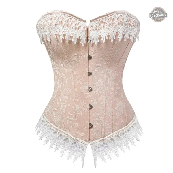 Corset Steampunk en dentelle blanche raffinée