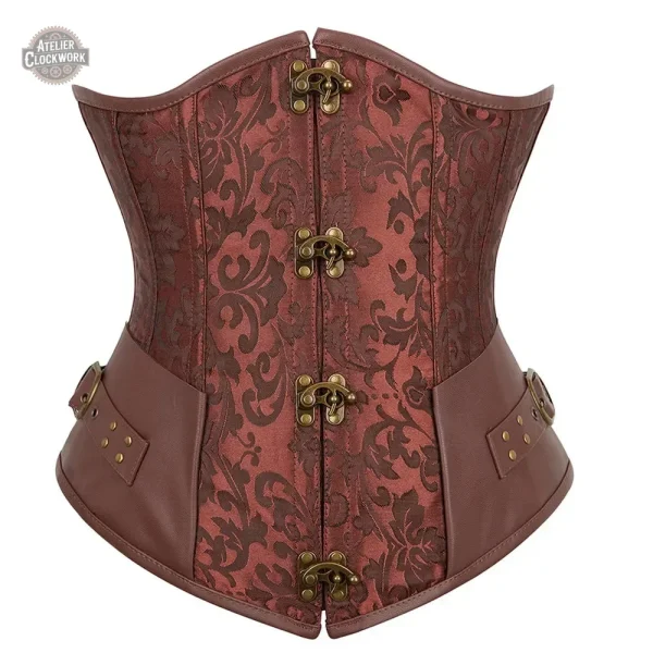 corset-marron-steampunk-1 Corset marron steampunk underbust pour femme