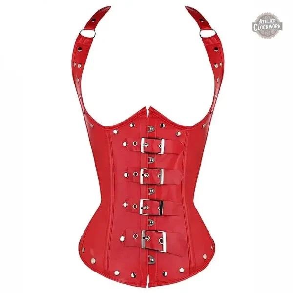 corset-steampunk-rouge-1-1 Corset Steampunk Rouge élégant pour femme