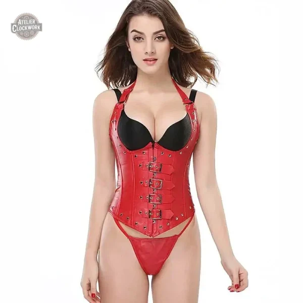 Corset femme rouge inspiré du steampunk