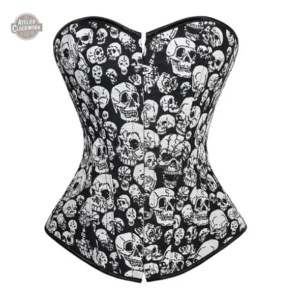 corset-tete-de-mort-1 Corset Tête de Mort - overbust avec motifs de crânes