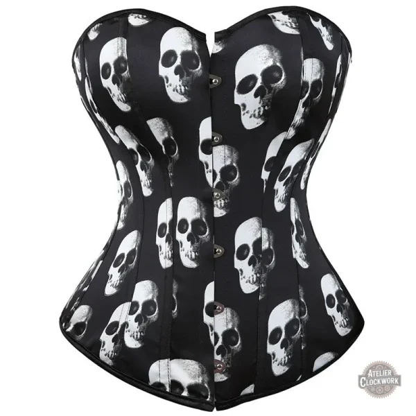 Corset avec crânes, élégance steampunk affirmée