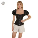 Corset noir steampunk pour femme, style victorien