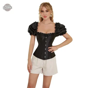 Corset noir steampunk pour femme, style victorien