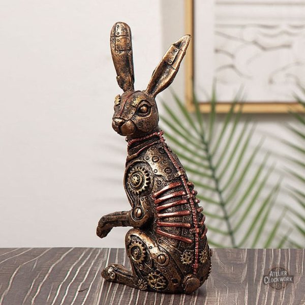Décoration Steampunk : Lapin Mécanique en métal