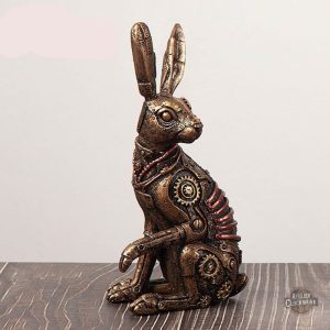 Objet décoratif vintage : Lapin Mécanique Steampunk