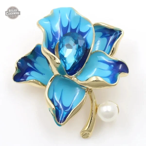 Broche élégante en forme de fleur d'antan