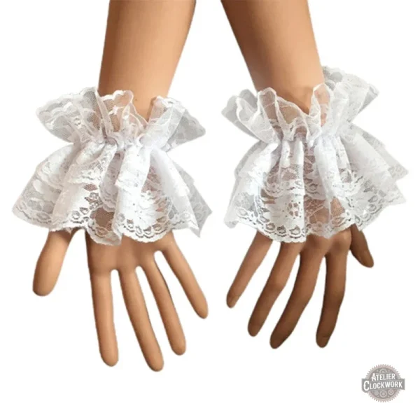 Accessoire de Mode Steampunk : Gants en Dentelle Blanche