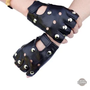 Gants Cuir Noir Femme - Glam Rock