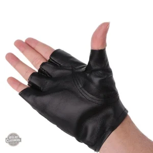 Gants steampunk en cuir noir pour femme